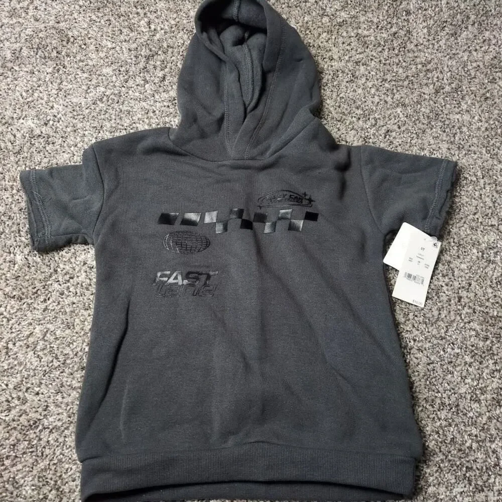 Grayson Mini Short Sleeve Sweatshirt Hoodie - Kids 18M Gray Fast Lane Rally Car